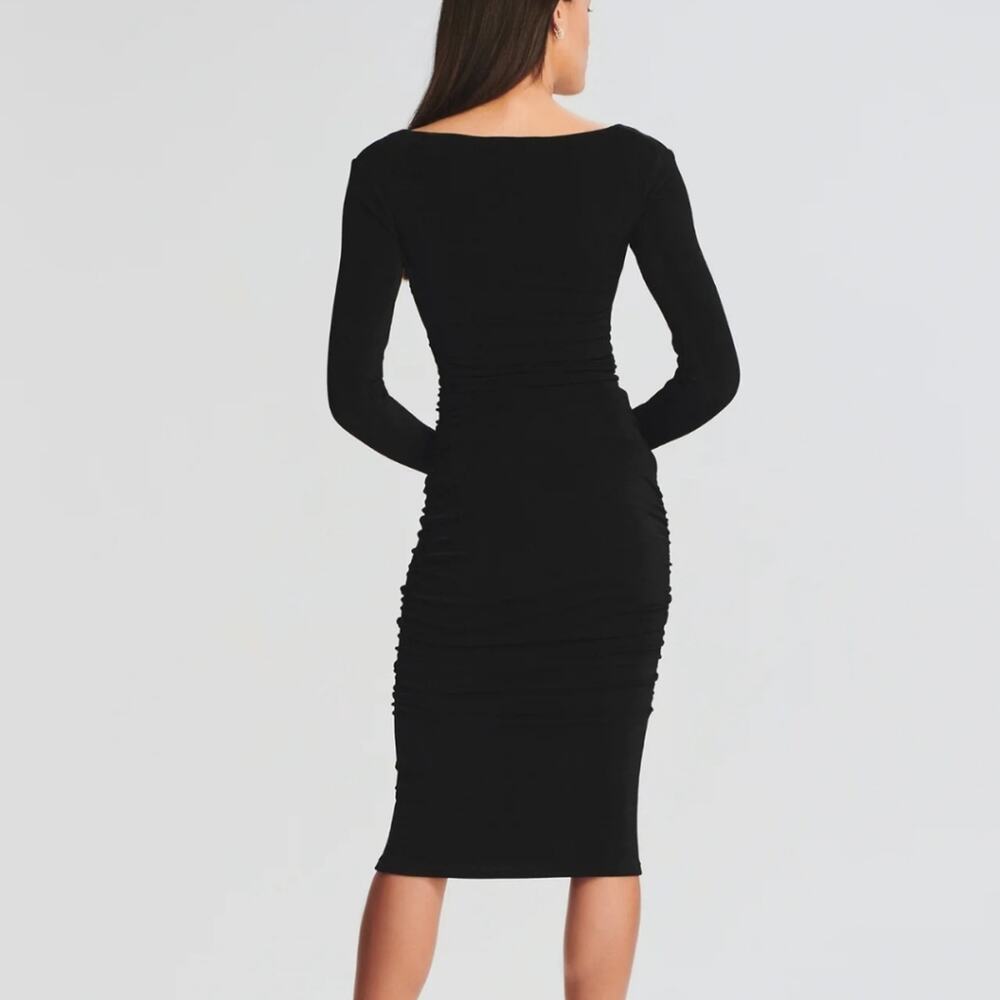 SER.O.YA Eden Cutout Midi Dress Black LBD Long Sleeve NWT Retrofete Large - Picture 2 of 13